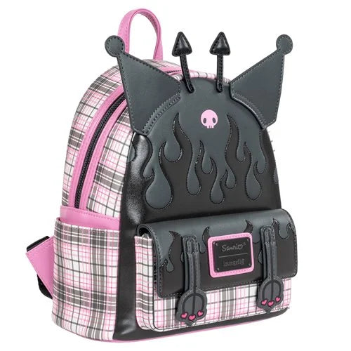 Sanrio Kuromi Flames and Plaid Mini-Backpack