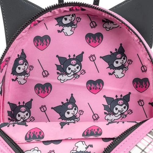Sanrio Kuromi Flames and Plaid Mini-Backpack