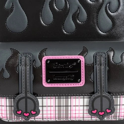 Sanrio Kuromi Flames and Plaid Mini-Backpack