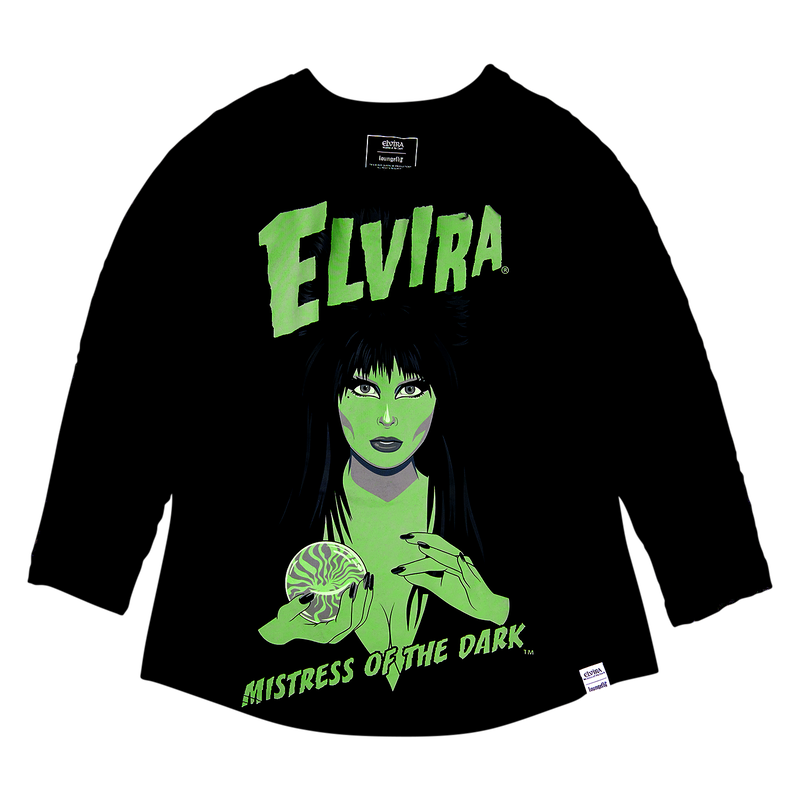 Elvira, Mistress of the Dark Glow Unisex Raglan Tee Size M