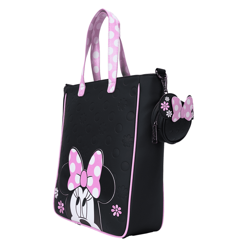Minnie Mouse Floral Rock The Dots Tote Crossbody Bag With Coin Bag