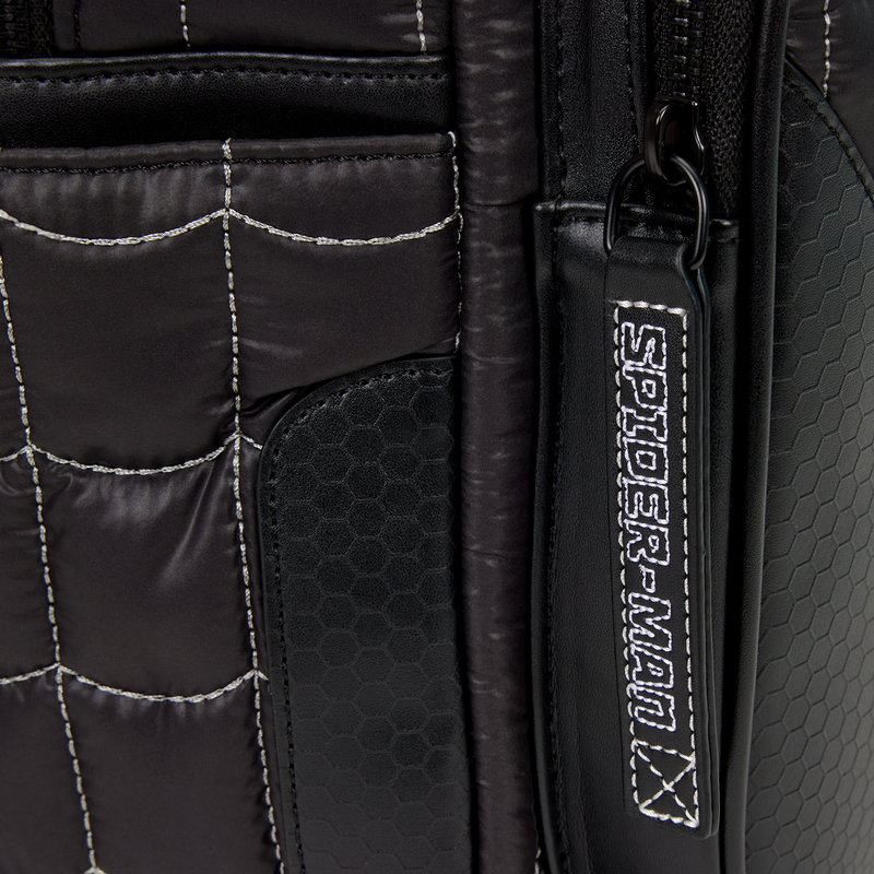 Spider-Man Black & White Suit Cosplay Quilted Full-Size Backpack