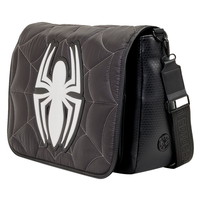 Spider-Man Black & White Suit Quilted Messenger Crossbody Bag