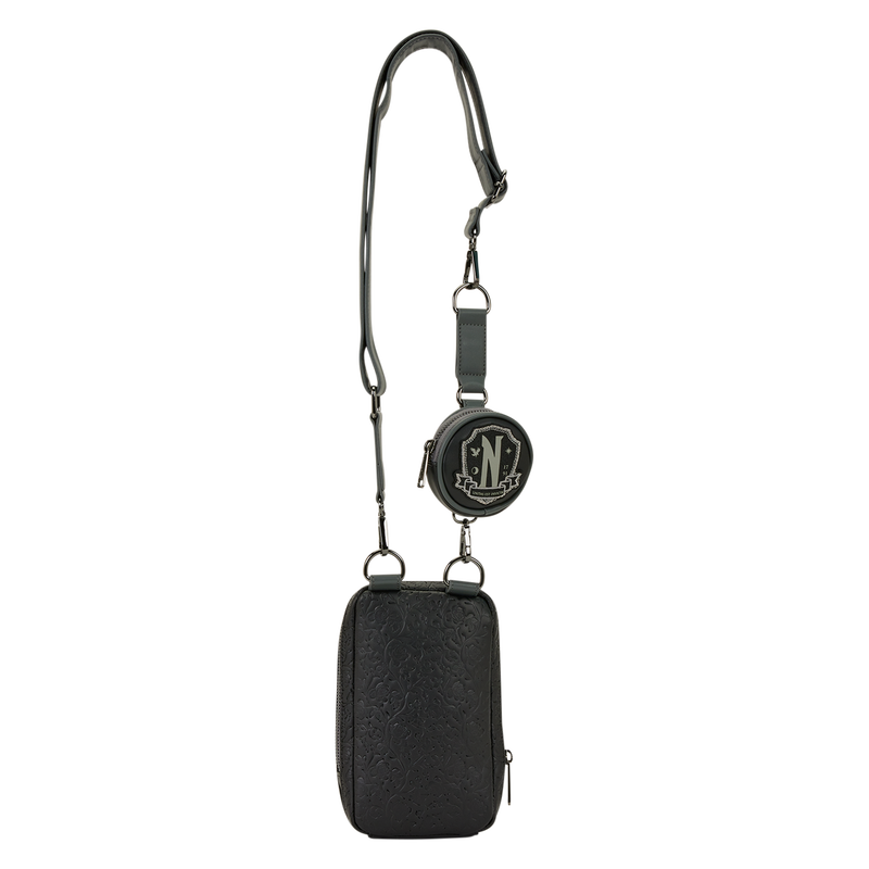 Wednesday Black Roses Cell Phone Crossbody Bag with Coin Bag