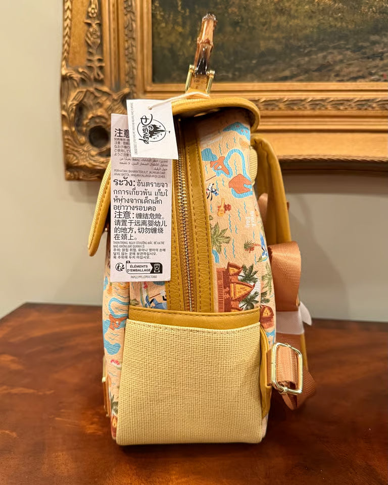 Aulani Resort Disney Parks Loungefly Backpack with Bamboo top handle