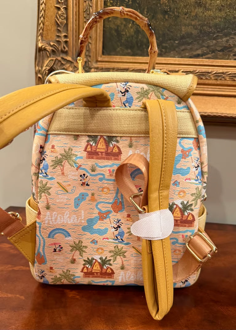 Aulani Resort Disney Parks Loungefly Backpack with Bamboo top handle