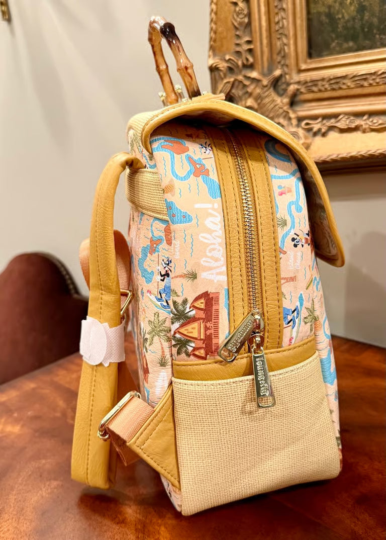 Aulani Resort Disney Parks Loungefly Backpack with Bamboo top handle