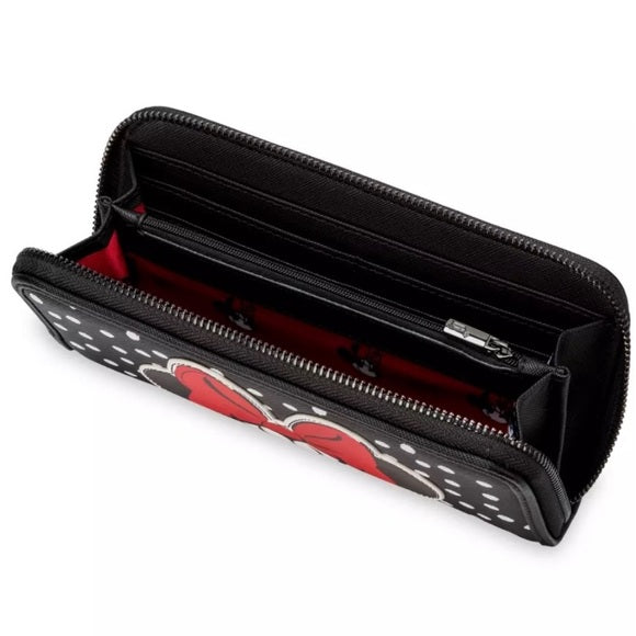 Loungefly Disney Parks Minnie Mouse Polka Dot Red Bow Zip Around Wallet