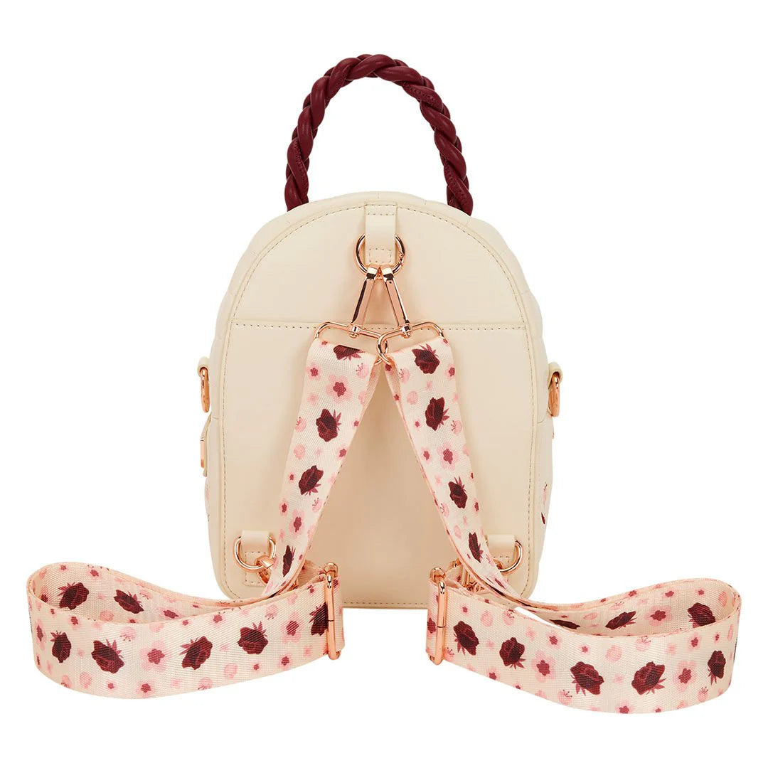 Loungefly Cream & Red Floral Convertible Mini Backpack & Crossbody Bag