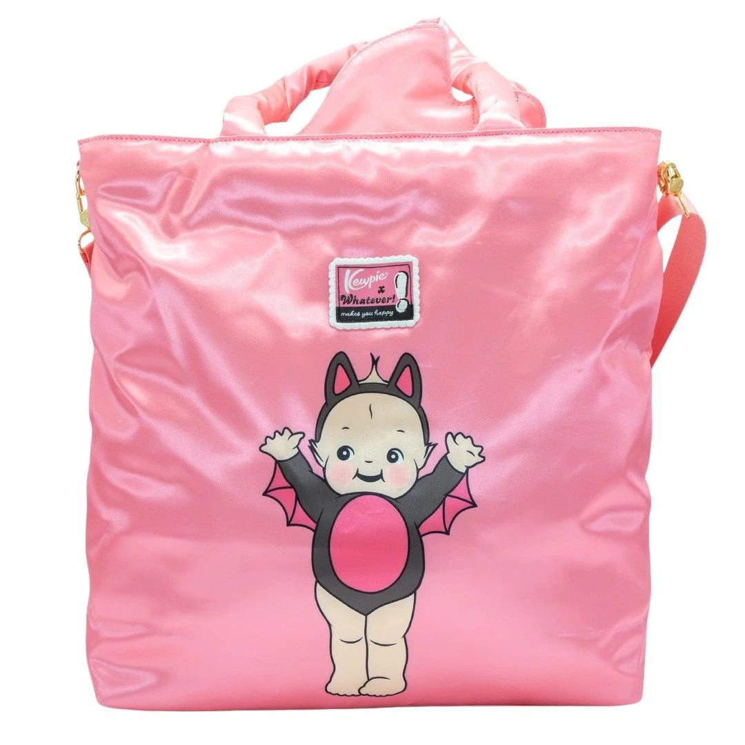 Kewpie Black Bat Puffy Tote Bag with Ribbon Charm