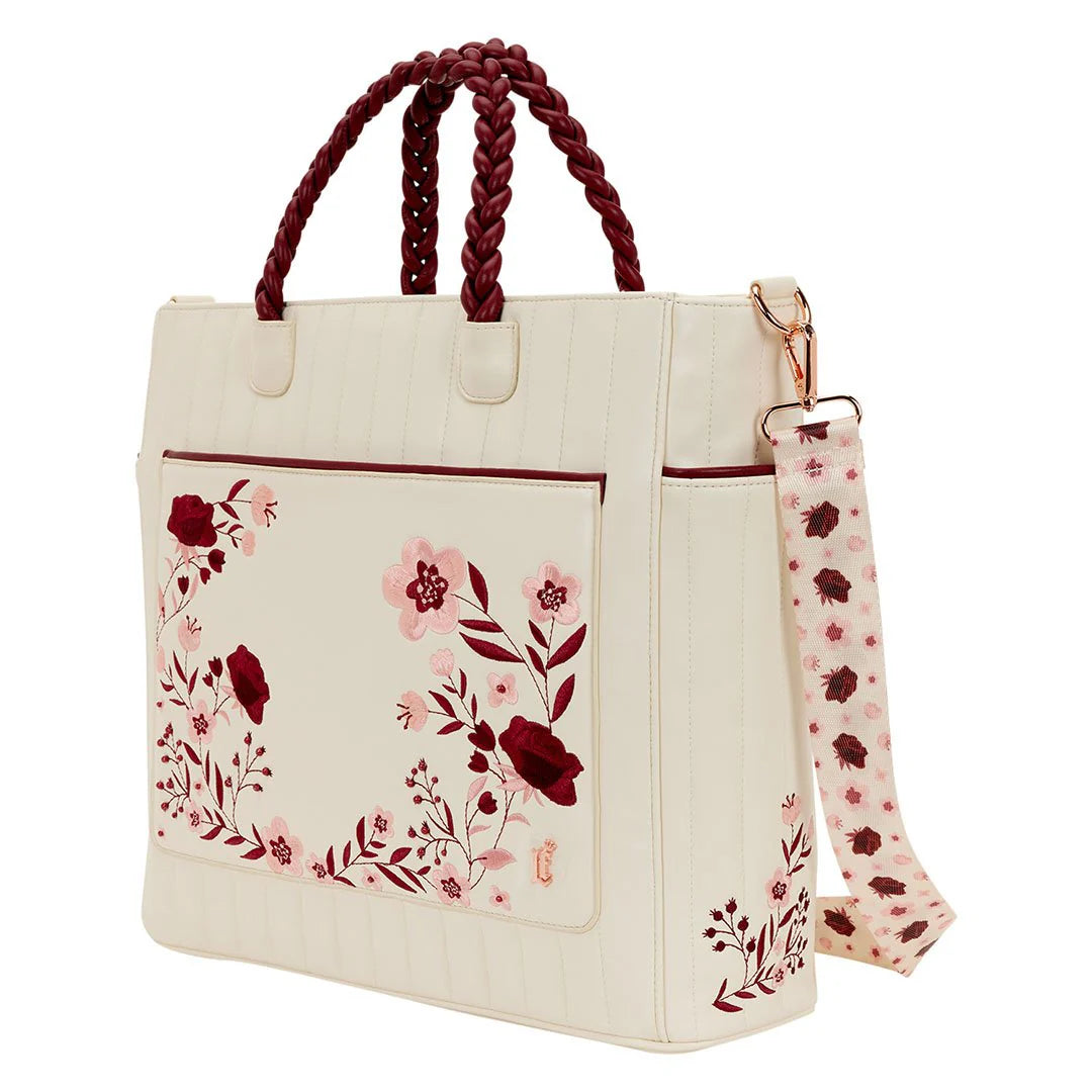 Loungefly Cream & Red Floral Convertible Backpack and Tote Crossbody Bag