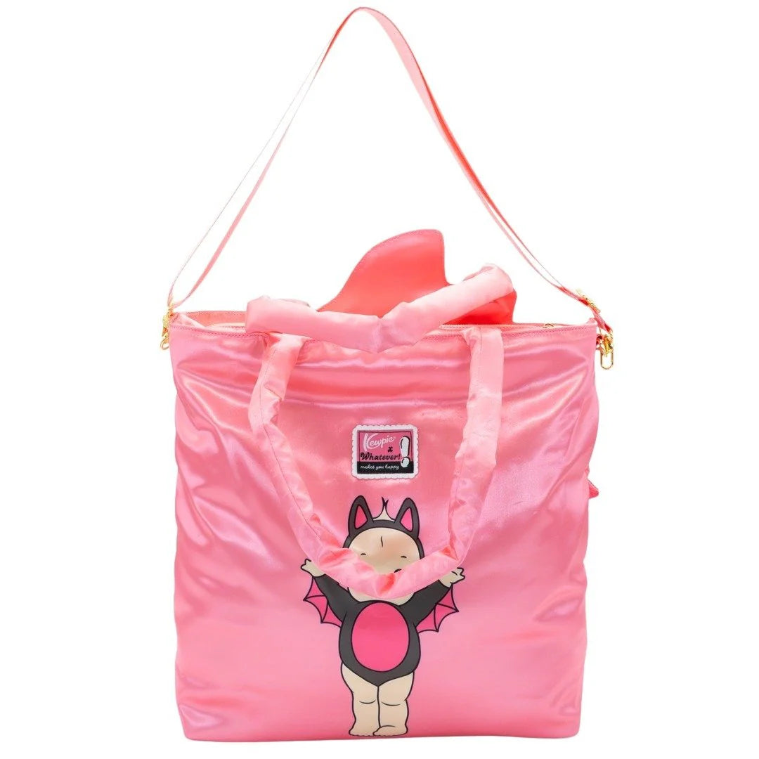 Kewpie Black Bat Puffy Tote Bag with Ribbon Charm