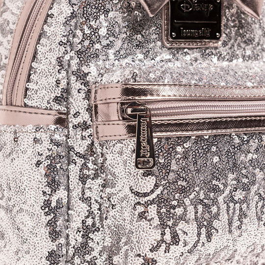 Loungefly Disney Minnie Mouse Silver Sequin Mini Backpack