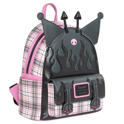 Sanrio Kuromi Flames and Plaid Mini-Backpack