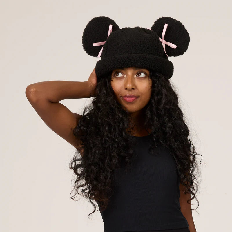 Minnie Sherpa Beanie Pink Bow