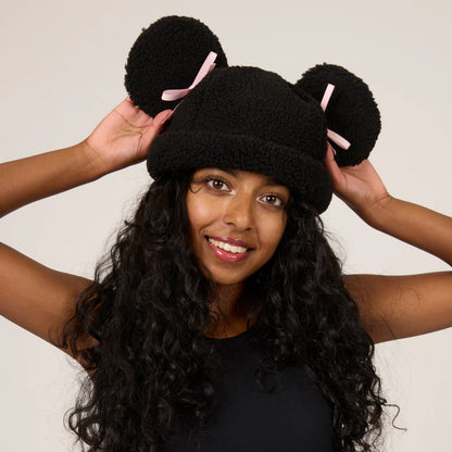 Minnie Sherpa Beanie Pink Bow