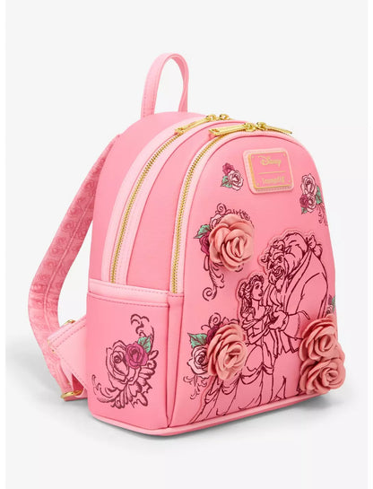 Loungefly Disney Beauty and the Beast Pink Roses Mini Backpack