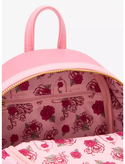 Loungefly Disney Beauty and the Beast Pink Roses Mini Backpack