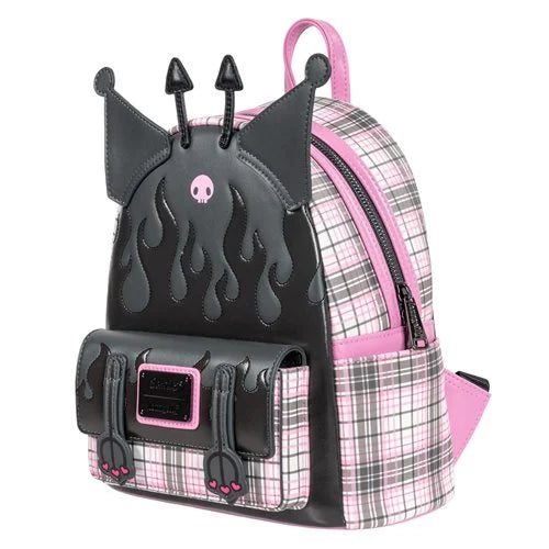 Sanrio Kuromi Flames and Plaid Mini-Backpack