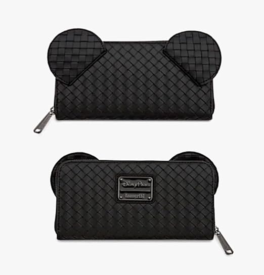 Loungefly Disney Parks Black Woven Wallet - Mickey Mouse, black, Wallet