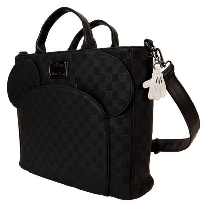 Mickey Mouse Checkered Texture Convertible Backpack & Tote Crossbody Bag