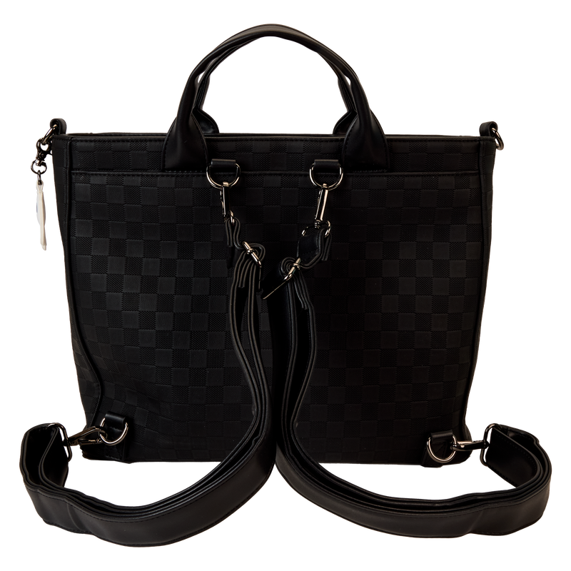 Mickey Mouse Checkered Texture Convertible Backpack & Tote Crossbody Bag