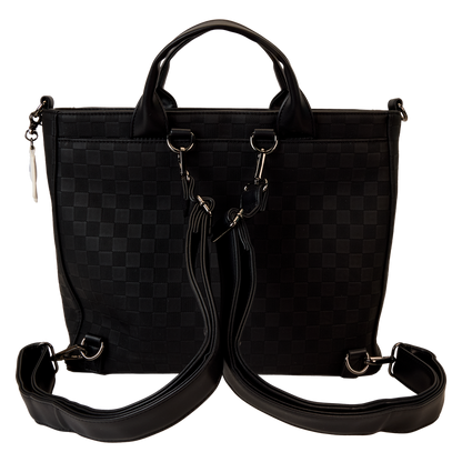 Mickey Mouse Checkered Texture Convertible Backpack & Tote Crossbody Bag