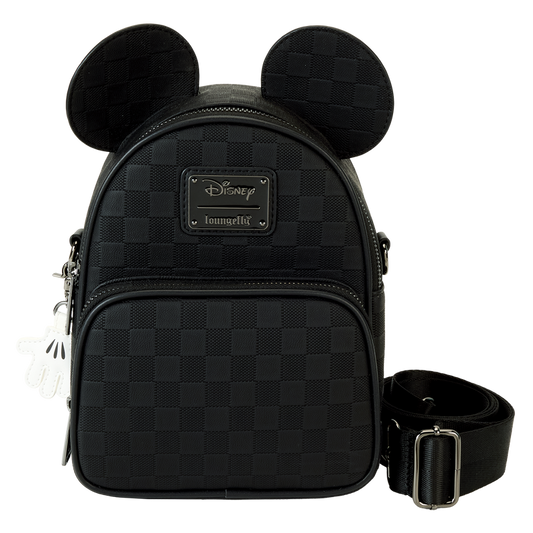 Mickey Mouse Checkered Texture Convertible Mini Backpack & Crossbody Bag