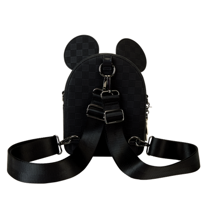 Mickey Mouse Checkered Texture Convertible Mini Backpack & Crossbody Bag