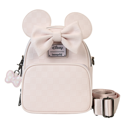 Minnie Mouse Checkered Texture Convertible Mini Backpack & Crossbody Bag