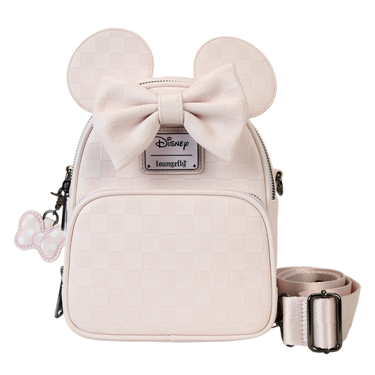 Minnie Mouse Checkered Texture Convertible Mini Backpack & Crossbody Bag