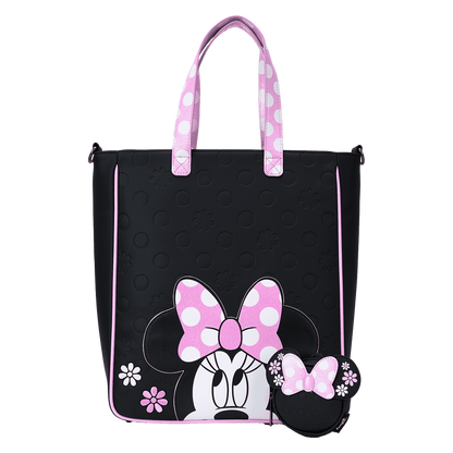 Minnie Mouse Floral Rock The Dots Tote Crossbody Bag With Coin Bag