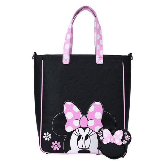 Minnie Mouse Floral Rock The Dots Tote Crossbody Bag With Coin Bag