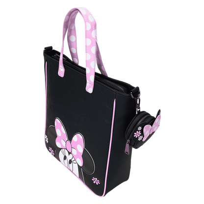 Minnie Mouse Floral Rock The Dots Tote Crossbody Bag With Coin Bag