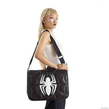 Spider-Man Black & White Suit Quilted Messenger Crossbody Bag
