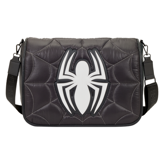 Spider-Man Black & White Suit Quilted Messenger Crossbody Bag