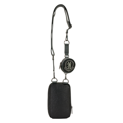 Wednesday Black Roses Cell Phone Crossbody Bag with Coin Bag