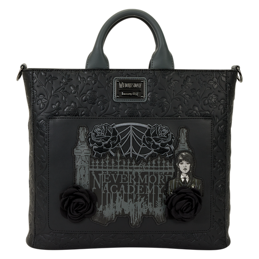 Wednesday Black Roses Convertible Backpack & Tote Crossbody Bag