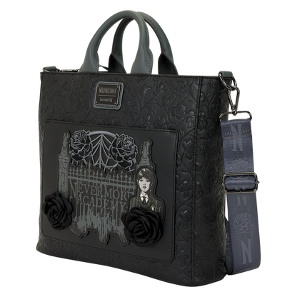 Wednesday Black Roses Convertible Backpack & Tote Crossbody Bag