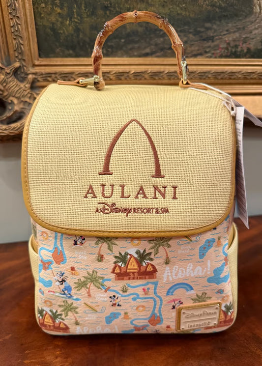 Aulani Resort Disney Parks Loungefly Backpack with Bamboo top handle