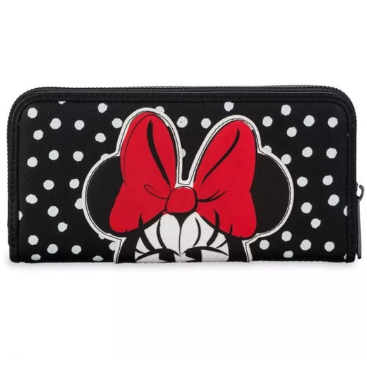 Loungefly Disney Parks Minnie Mouse Polka Dot Red Bow Zip Around Wallet