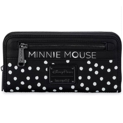 Loungefly Disney Parks Minnie Mouse Polka Dot Red Bow Zip Around Wallet