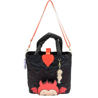Kewpie Devil Puffy Tote Bag with Angel Acrylic Charm Whatever Makes You Happy