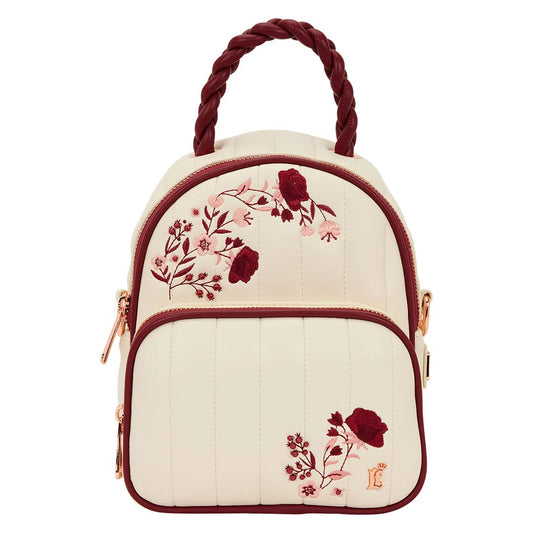 Loungefly Cream & Red Floral Convertible Mini Backpack & Crossbody Bag