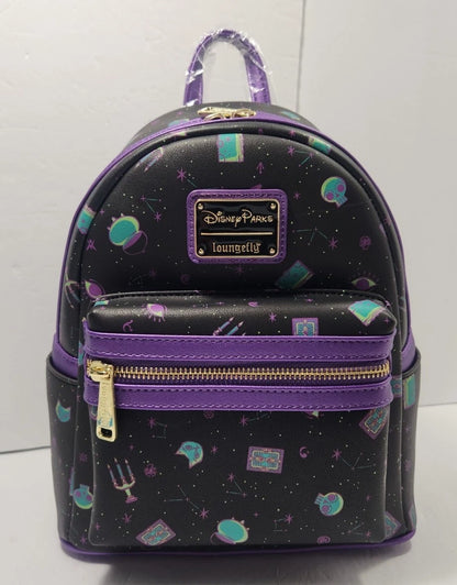 Disney Parks Hocus Pocus Allover Print Loungefly Mini Backpack Bag Purple
